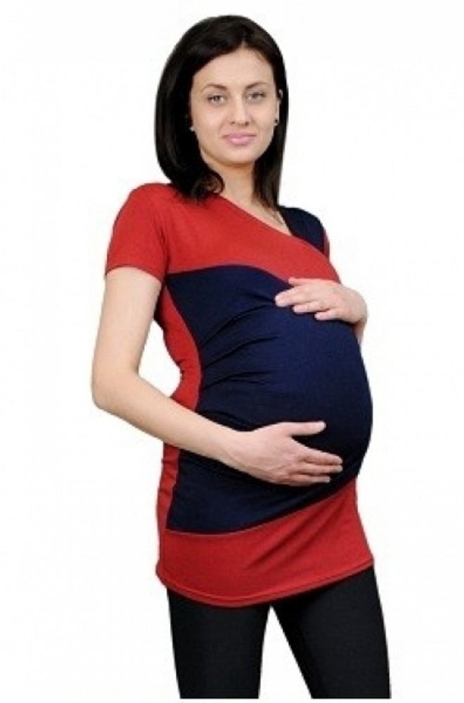 Be MaaMaa Těhotenská tunika s asymetrickým výstřihem - cihlová