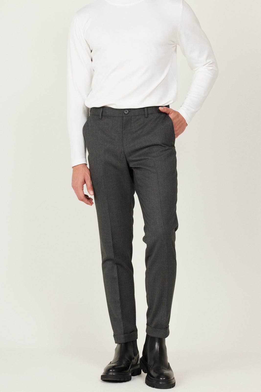 ALTINYILDIZ CLASSICS Men's Anthracite Slim Fit Slim Fit Recycle Side Pocket Trousers