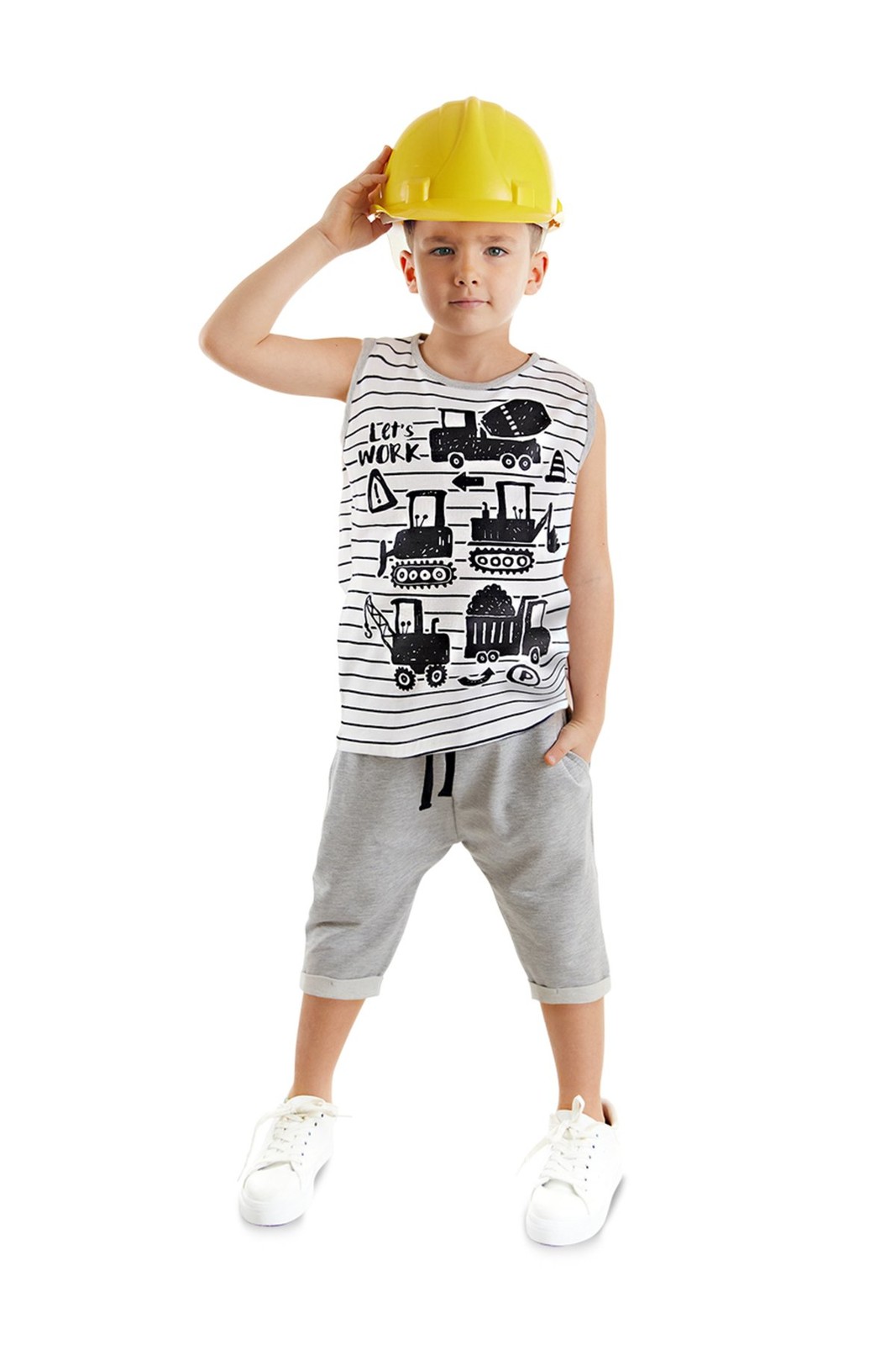 Denokids Boys Construction Truck T-shirt Capri Shorts Set