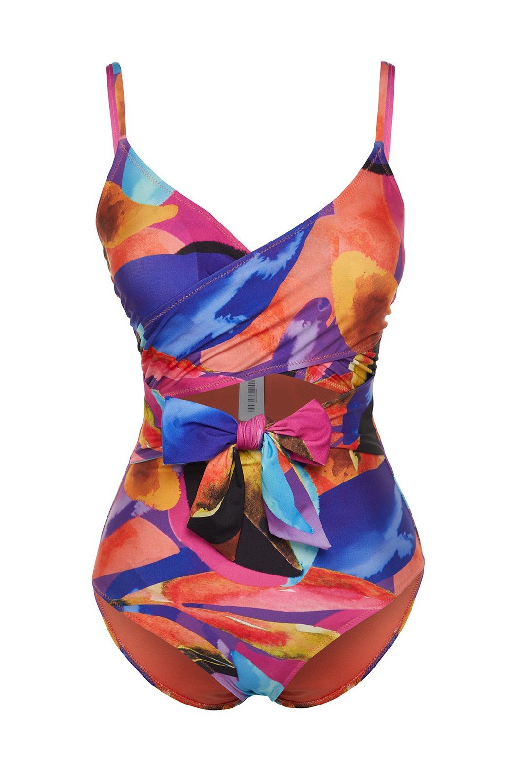 Trendyol Abstract Patterned Double Breasted Tie Hipster Swimsuit