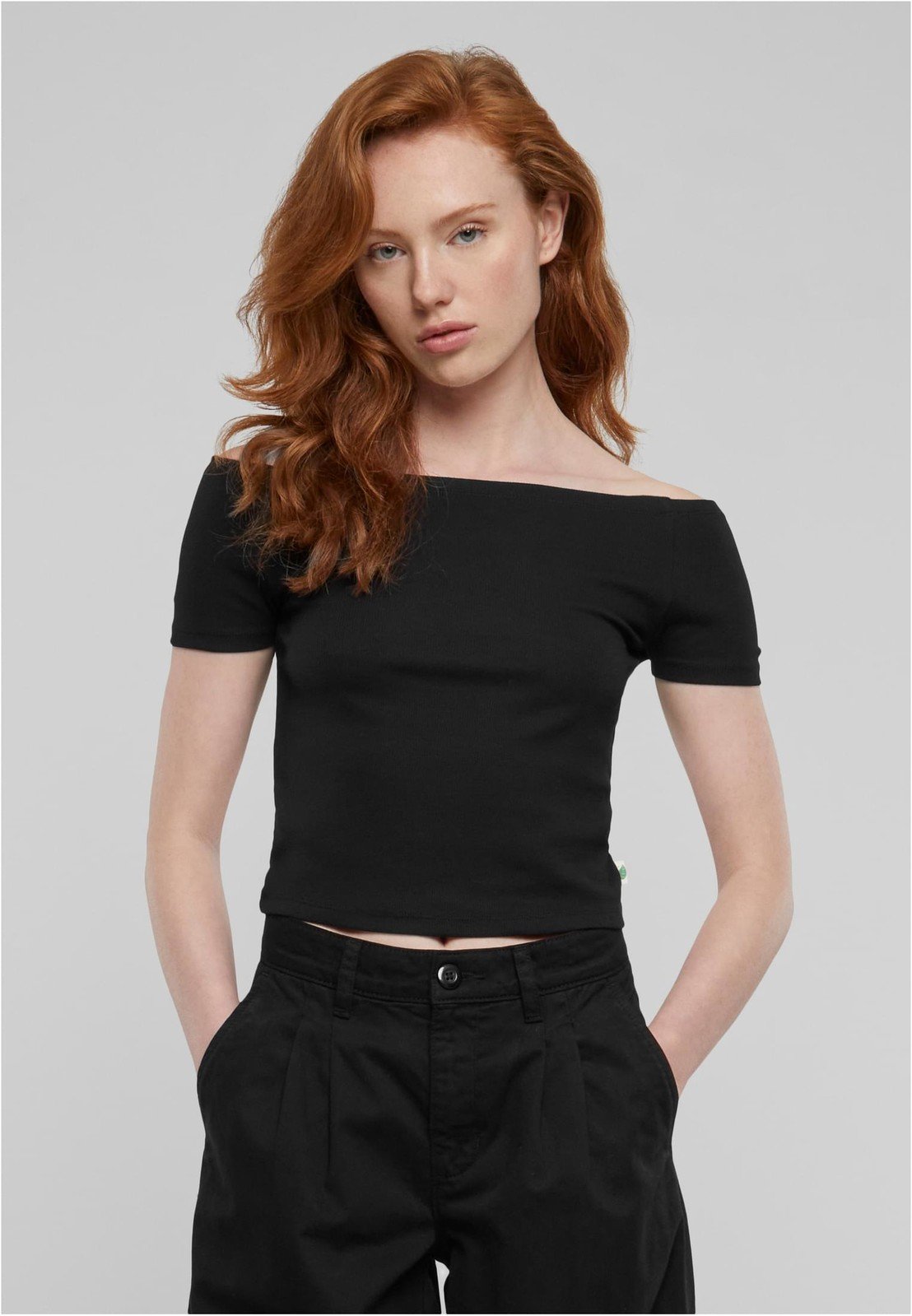 Dámské tričko Organic Off Shoulder Rib - černé