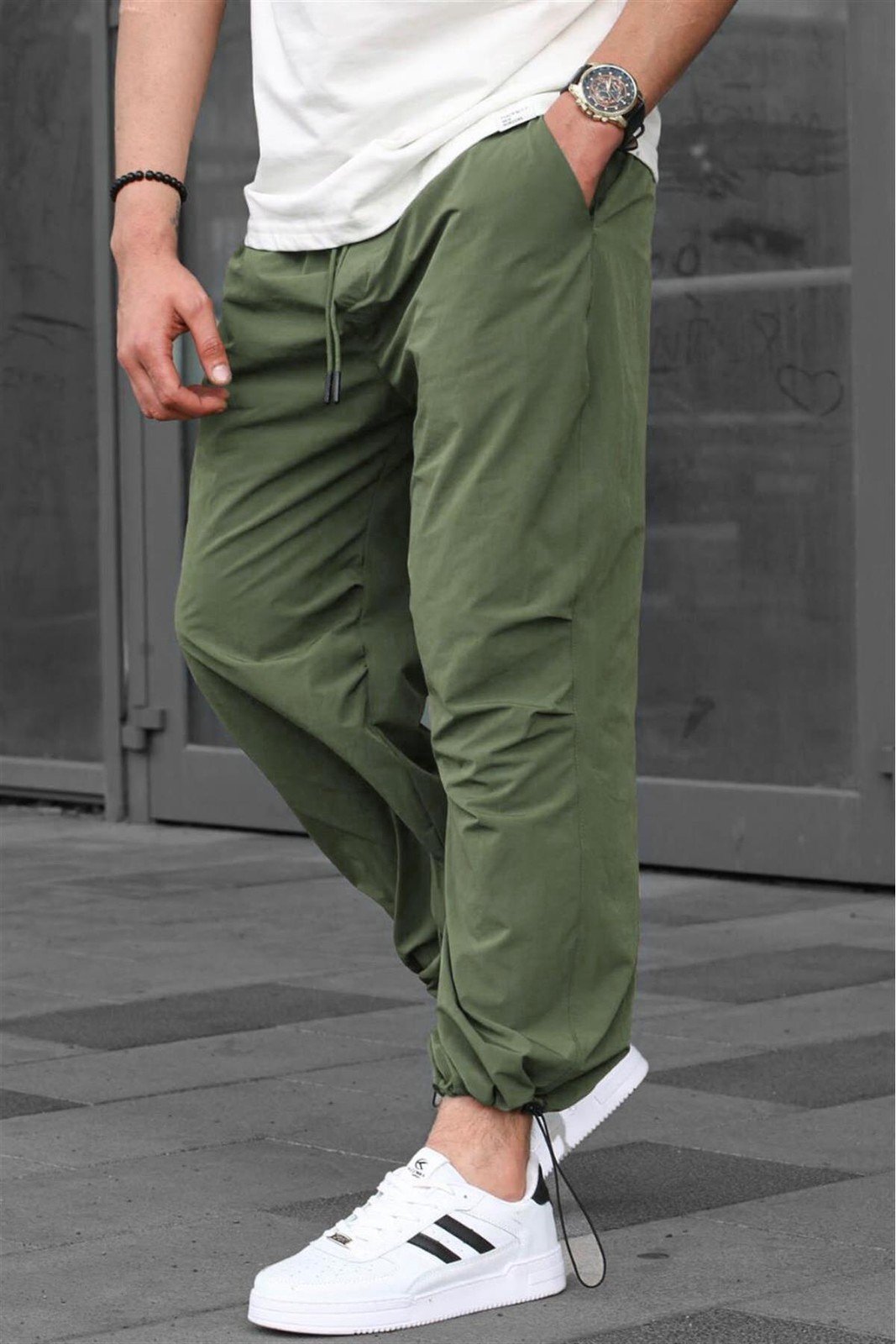 Madmext Men's Khaki Regular Fit Parachute Trousers 6504