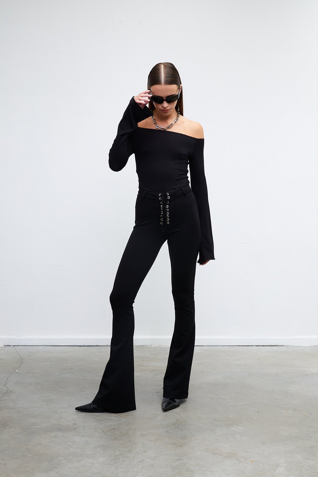 VATKALI Eyelet Flare Knitted Trousers