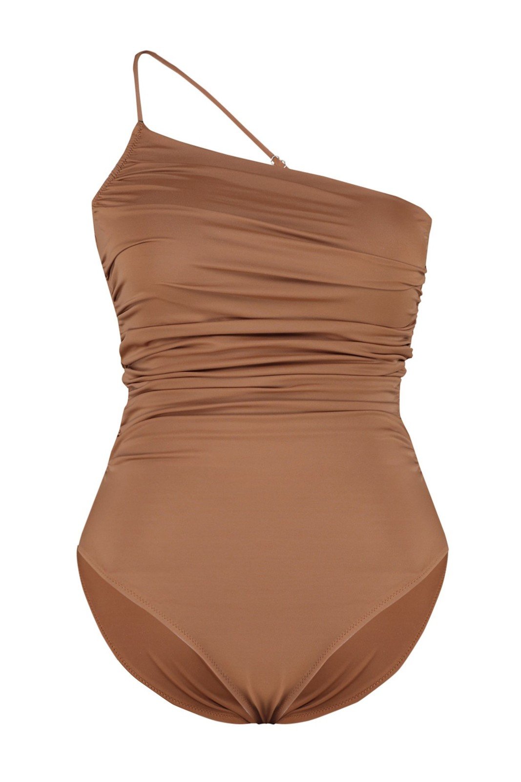 Trendyol Curve Brown One-Shoulder Compression Swimsuit