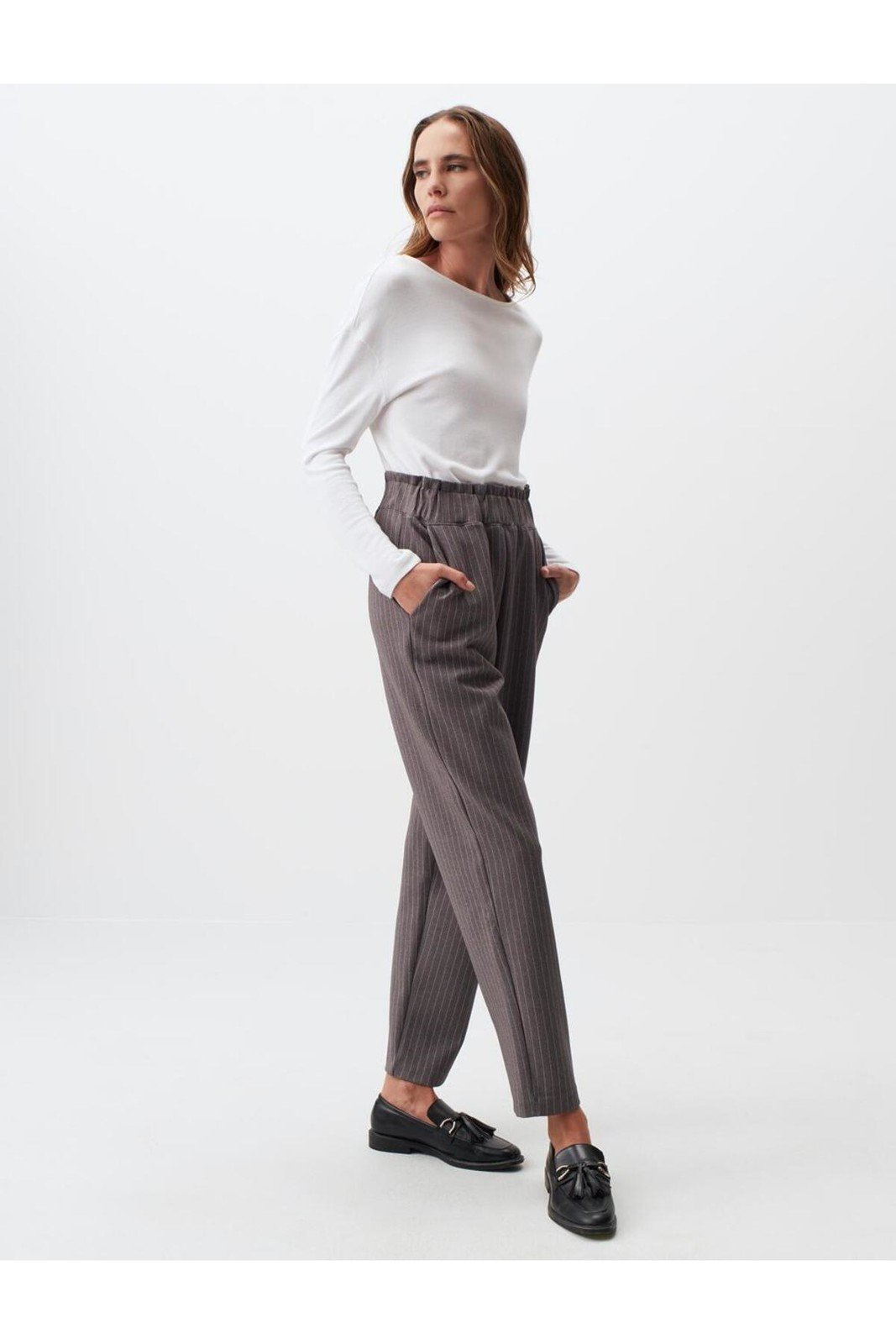 Jimmy Key Anthracite High Waist Line Patterned Fabric Trousers