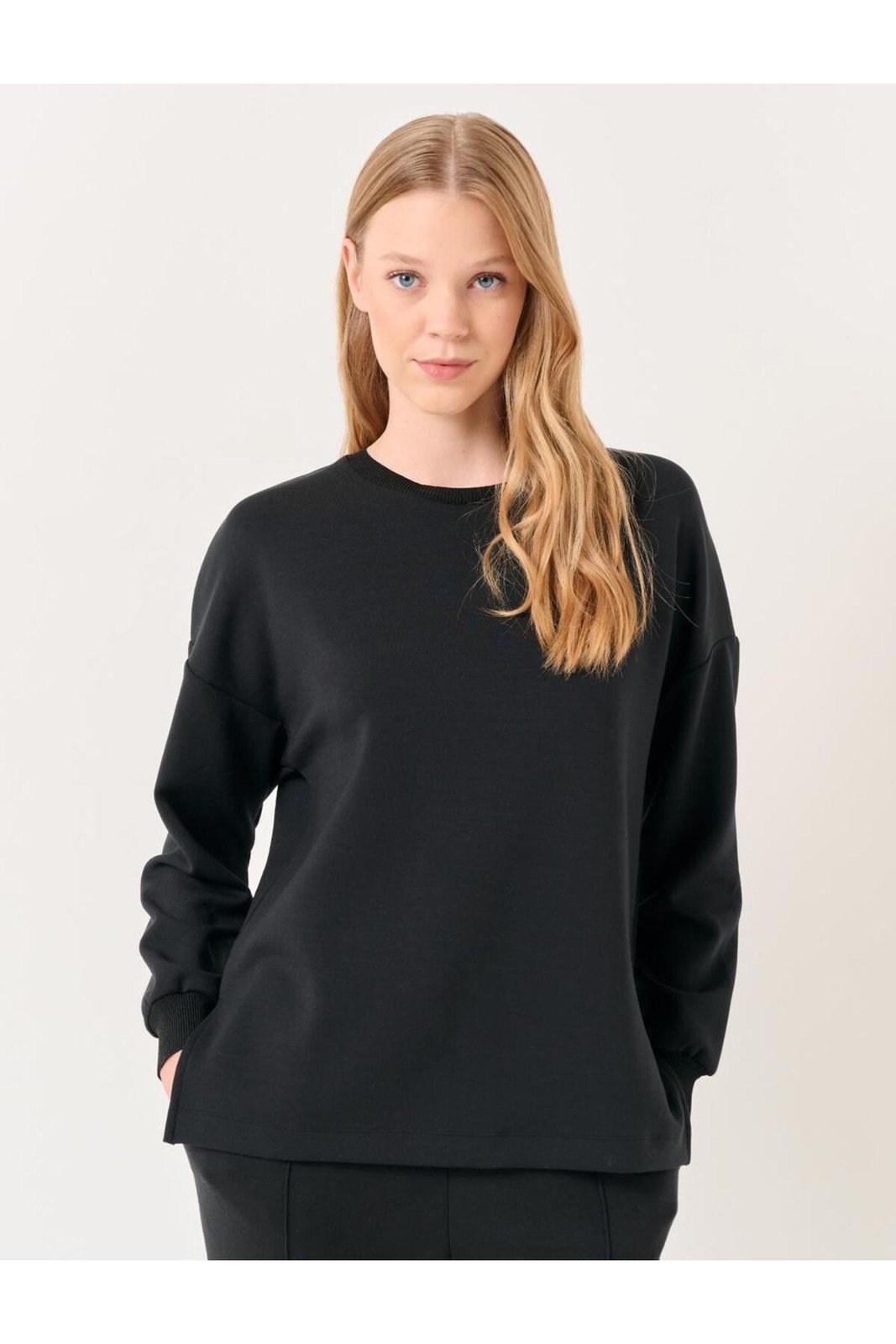 Jimmy Key Black Crew Neck Long Sleeve Oversize Sweatshirt