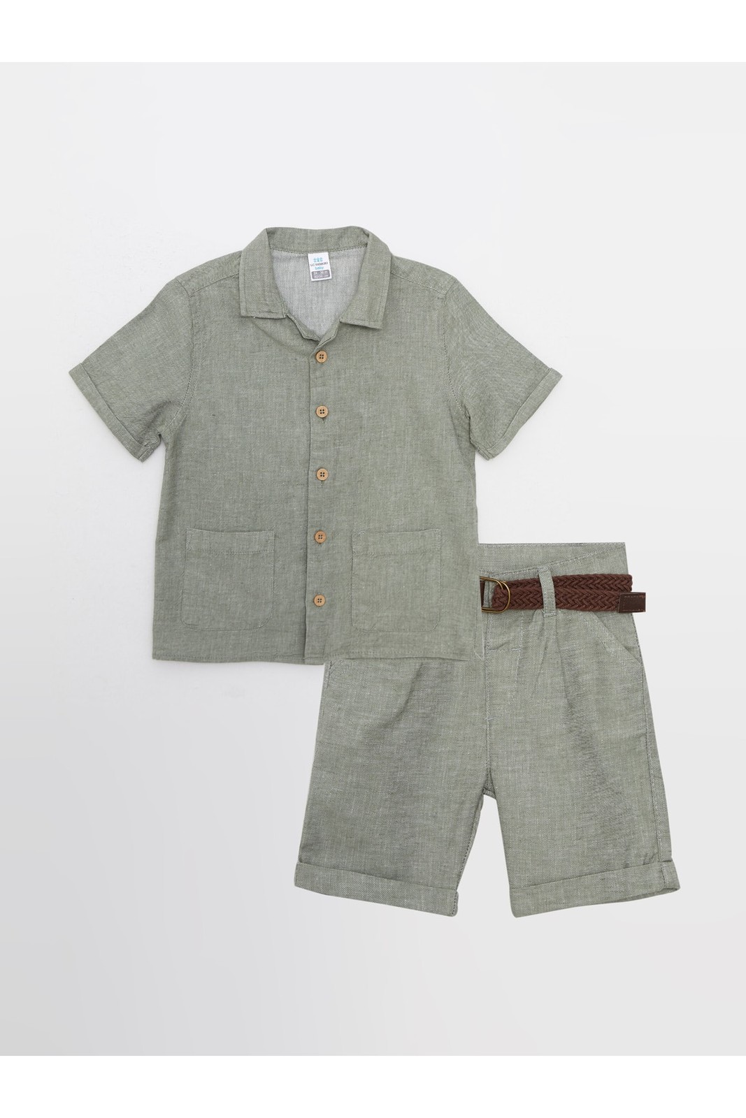 LC Waikiki Short Sleeve Basic Baby Boyfriend Shirt, Shorts And Belt 3-Set Set