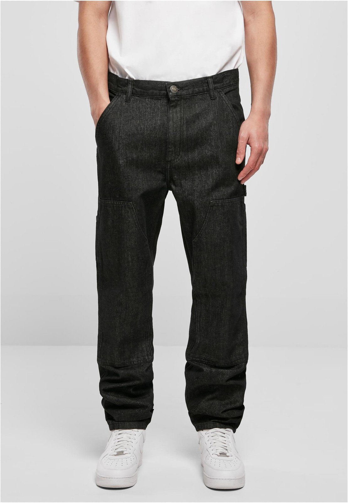 Double Knee Jeans realblack vyprané