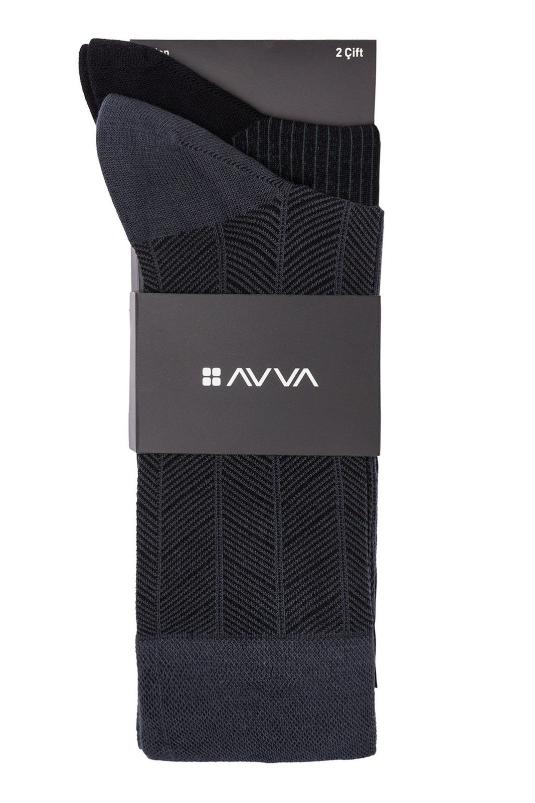 Avva Men's Anthracite Patterned 2-Pack Socket Socks