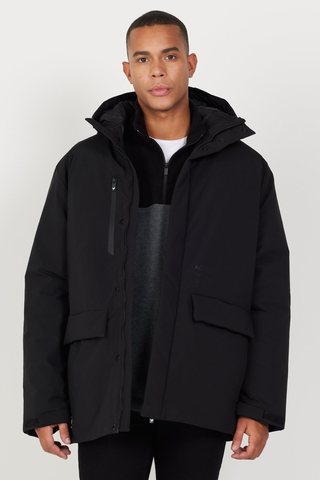 AC&Co / Altınyıldız Classics Men's Black Hooded High Neck Standard Fit Warm Windproof Coat