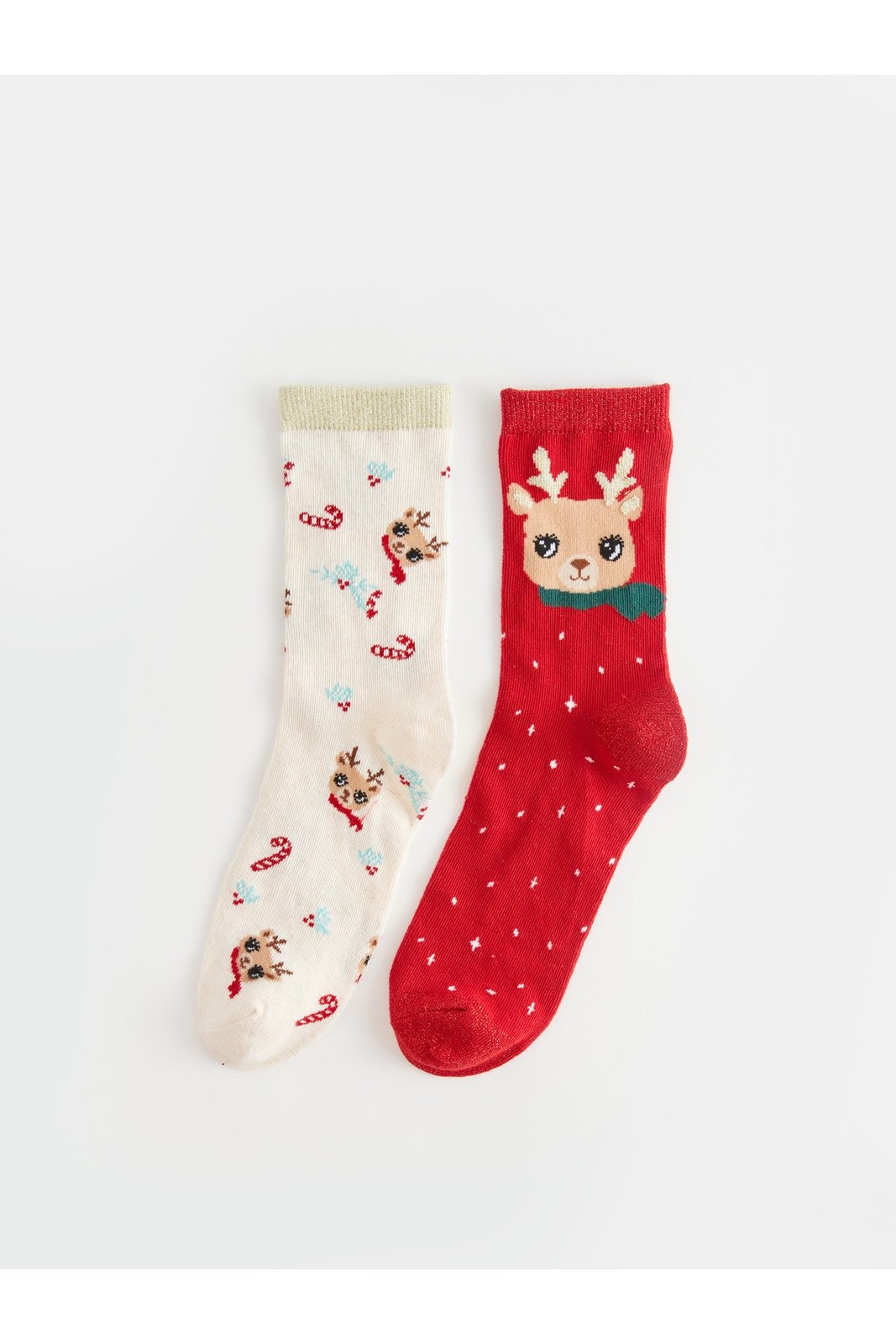 LC Waikiki 2-Piece Christmas Themed Girls' Crew Neck Socks