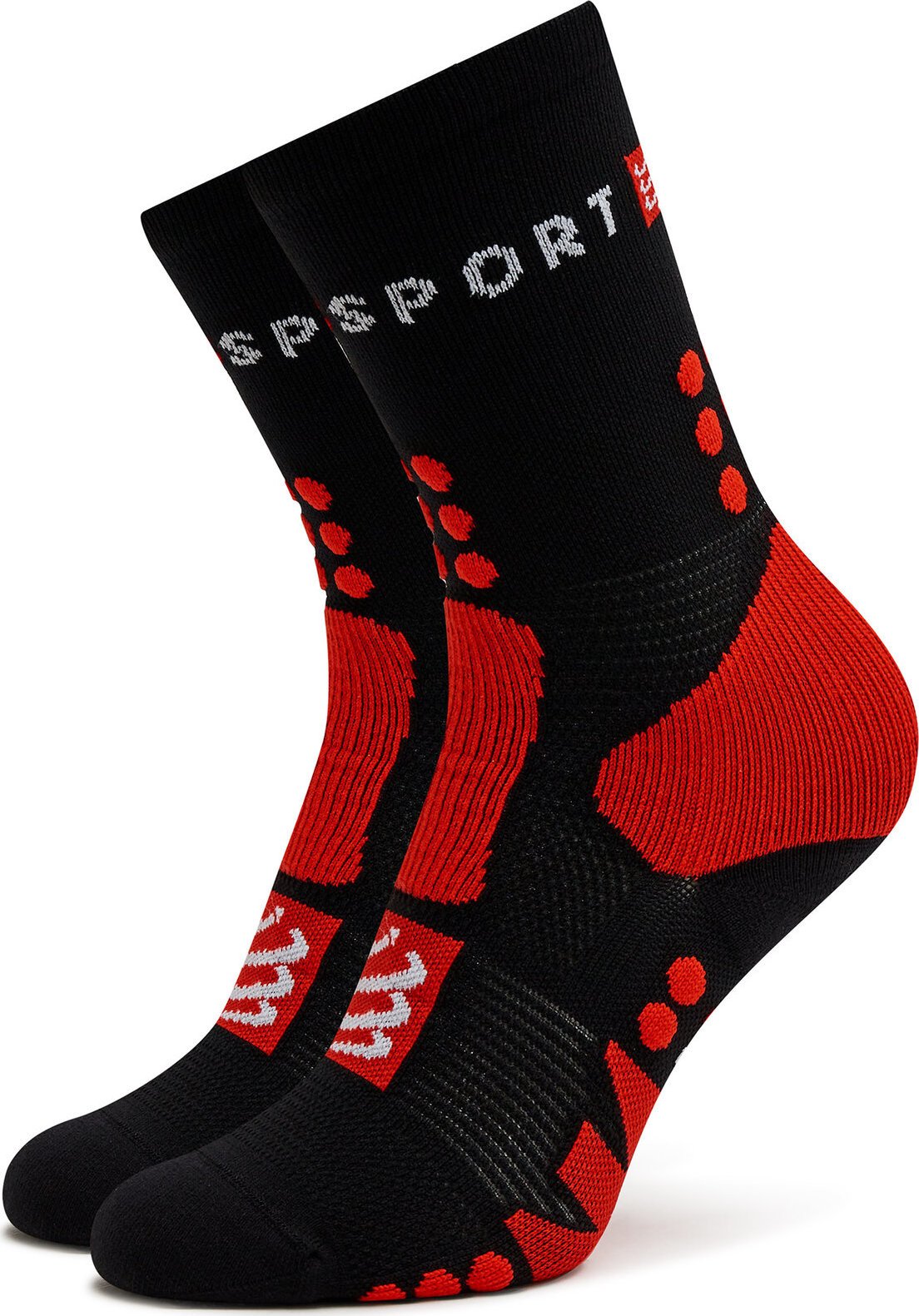 Klasické ponožky Unisex Compressport Hiking SCRU2019017 Black/Core Red/White