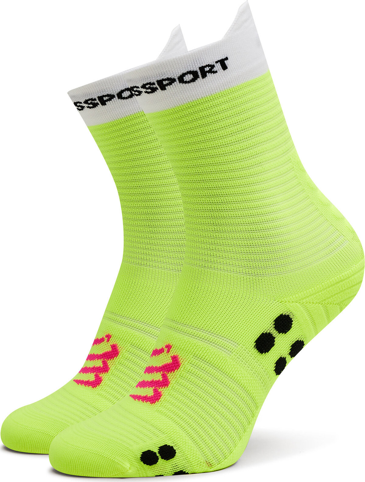 Klasické ponožky Unisex Compressport Pro Racing V4.0 Run High XU00046B Safe Yellow/White