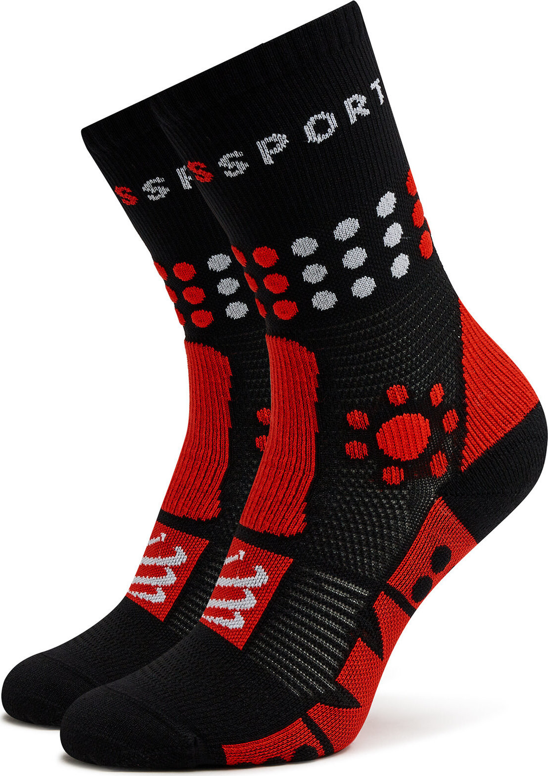Klasické ponožky Unisex Compressport Trekking SCRU2009017 Black/Core Red/White