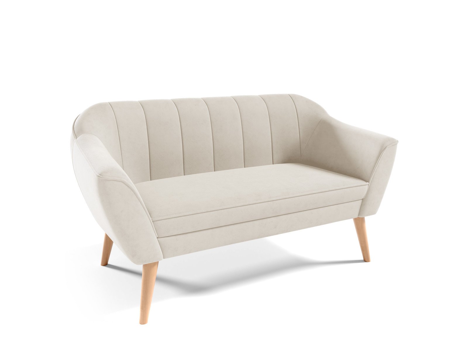 Eka Sedací souprava - Pohovka VOJO 150 cm + 2x křeslo VOJO Látka Velutto: Velutto 01 - Krémová, Výběr nohou: Přírodní