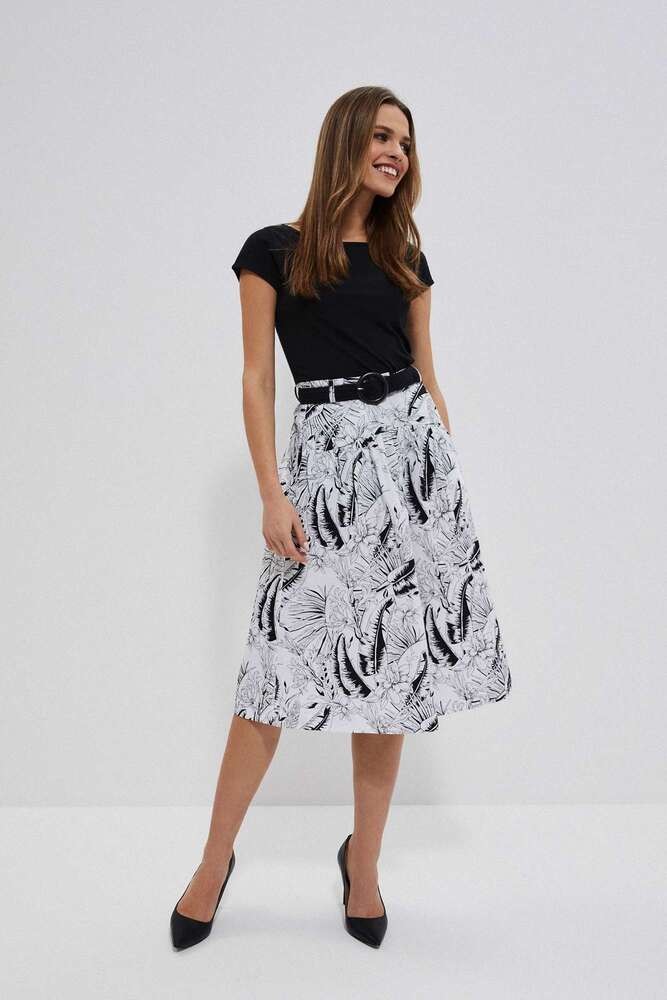 MOODO Bavlněná sukně se vzorem - xs, bílý, a, černý