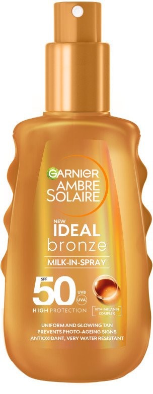 Garnier Ambre Solaire ideal bronze opalovací tělové mléko ve spreji SPF 50, 150 ml