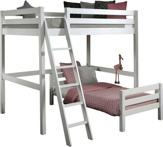 Bílá patrová dětská postel z borovicového dřeva PINO – Vipack