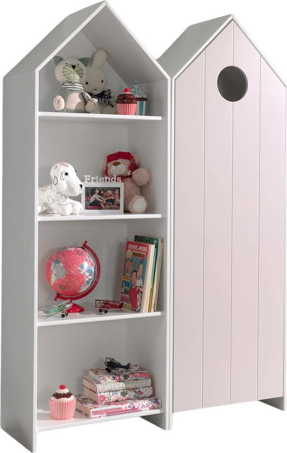 Bílo-světle růžová otevřená dětská šatní skříň 115x171,5 cm CASAMI – Vipack