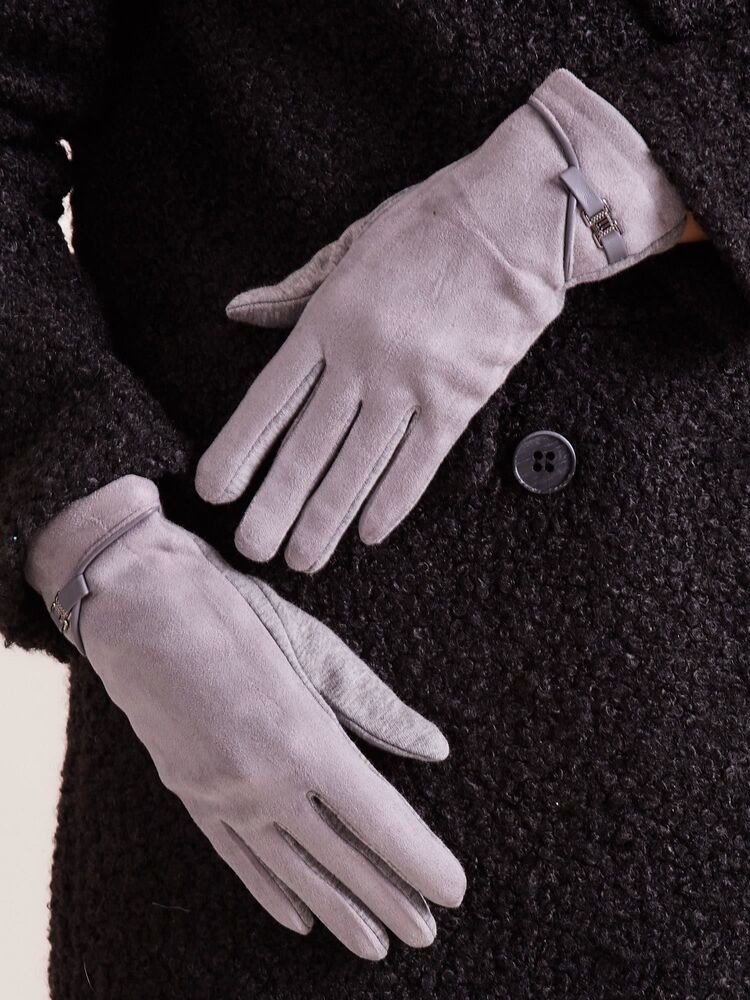 Fashionhunters Elegantní dámské šedé rukavice L / XL