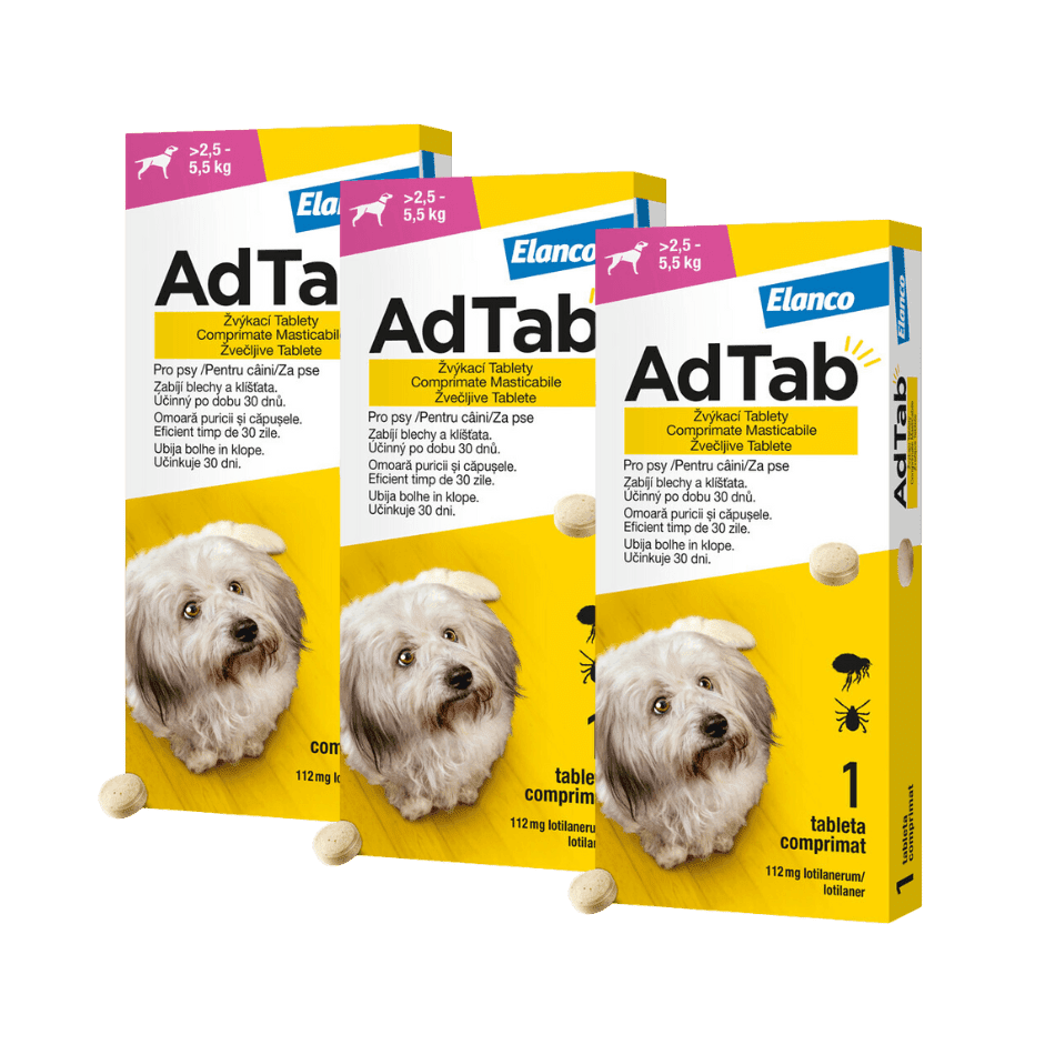 Adtab pro psy (2,5-5,5kg) 112mg 3 žvýkací tablety