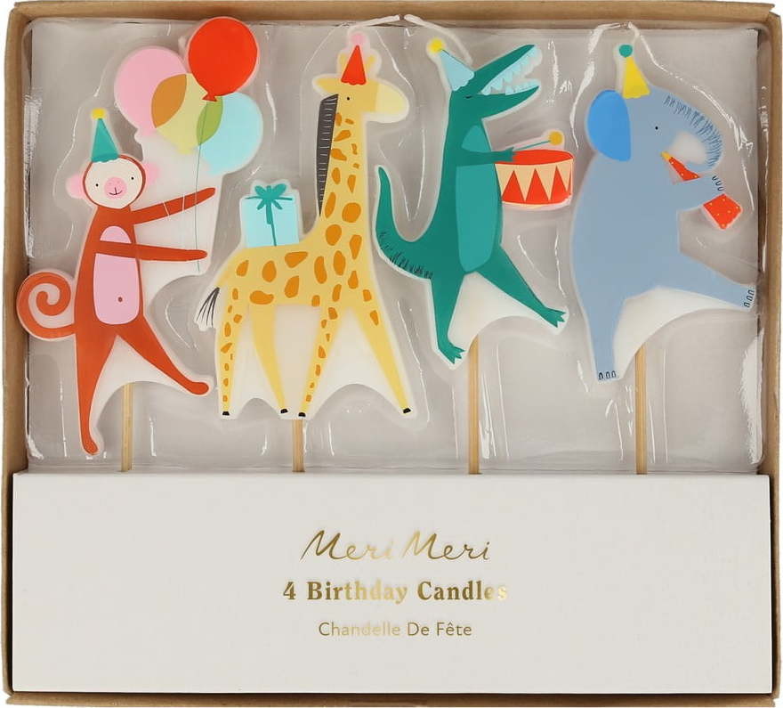 Dortové svíčky v sadě 4 ks Animal Parade – Meri Meri