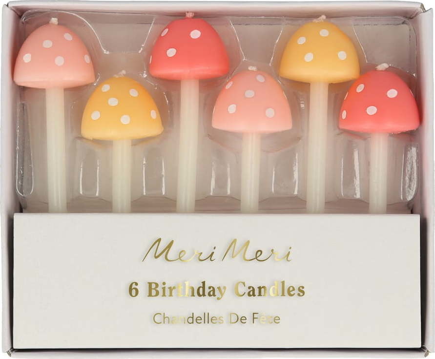 Dortové svíčky v sadě 6 ks Mushroom – Meri Meri