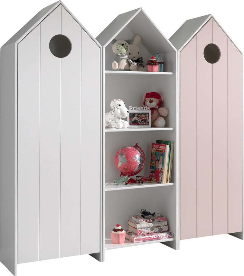 Bílo-světle růžová otevřená dětská šatní skříň 173x171,5 cm CASAMI – Vipack