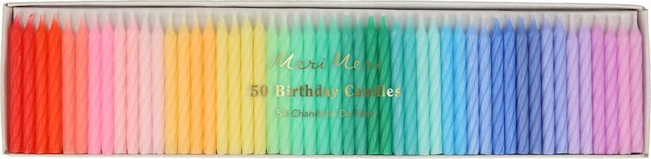 Dortové svíčky v sadě 50 ks Rainbow Twisted Mini – Meri Meri