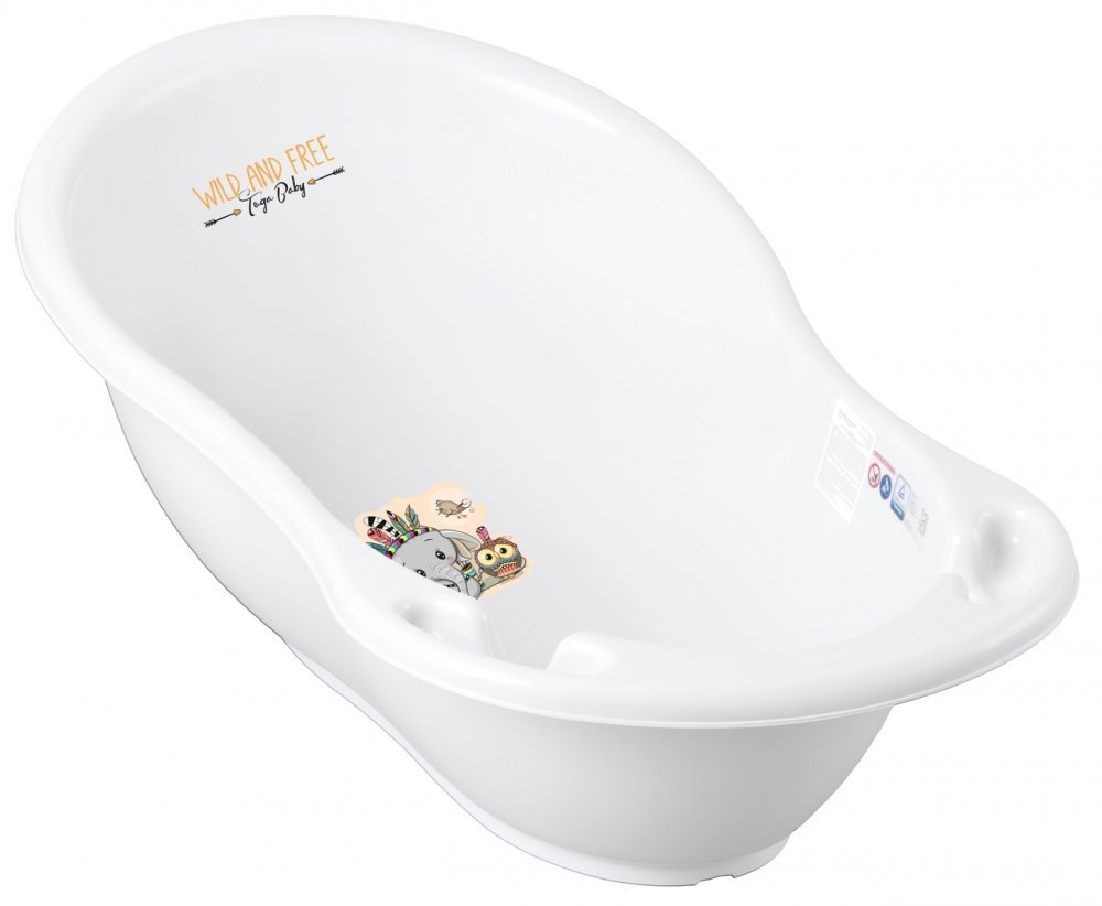 TEGA BABY Vanička malá s výpustom, Malý Sloník 86 cm - Biela
