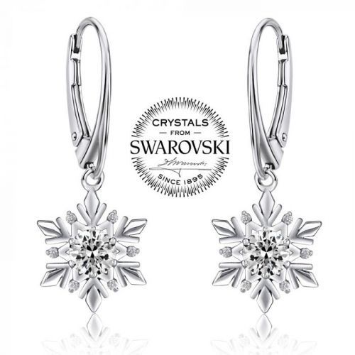 SILVEGO stříbrné náušnice sněhová vločka se Swarovski® Zirconia - JJJE0811sw
