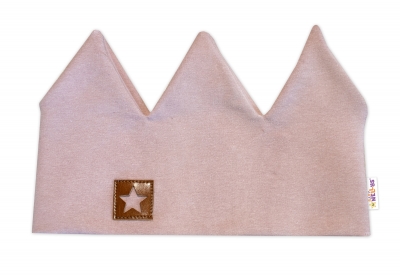Dvouvrstvá čelenka, Baby Nellys Hand Made, bavlna, Korunka STAR - pudrově růžová, 80/98, vel. 80-98 (9-36m)