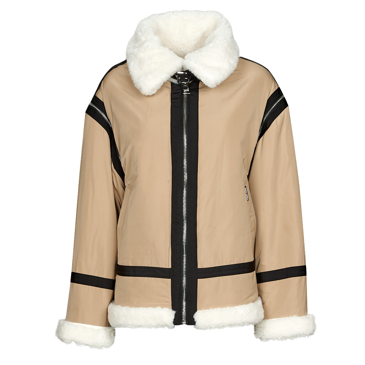 Karl Lagerfeld  KLXCD UNISEX FAUX FUR BIKER  Béžová