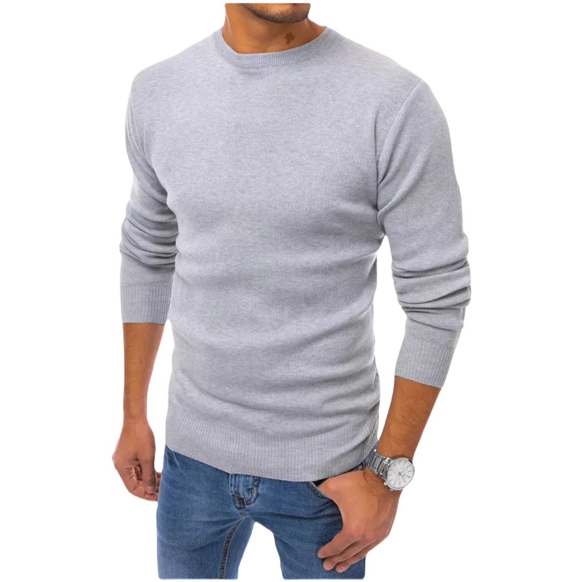 D Street  Pánský svetr Greg světle šedá  Šedá