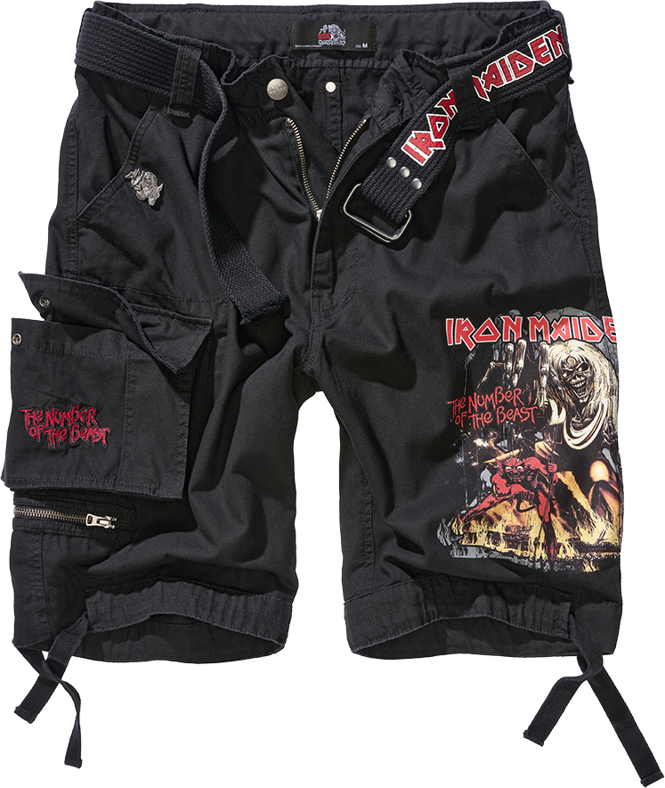 BRANDIT kraťasy Iron Maiden Savage Shorts The Number of The Beast black edition černé Velikost: M
