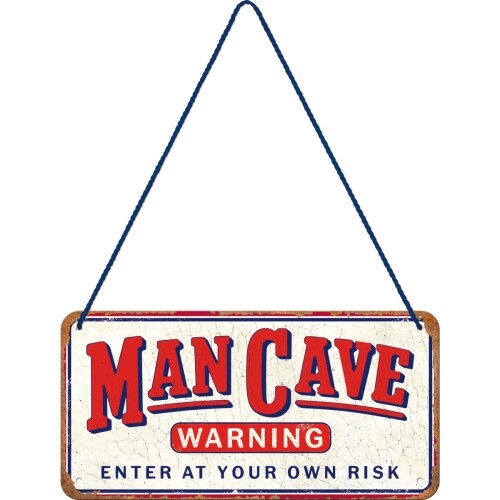 Postershop Plechová cedule Man Cave - Enter at Your Own risk, (20 x 10 cm)