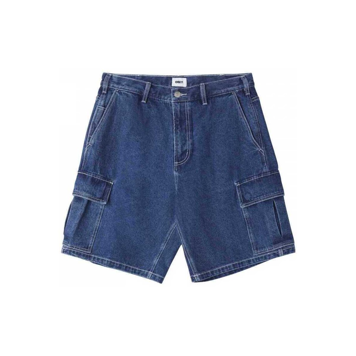 Obey  Bigwig baggy denim cargo short  Modrá