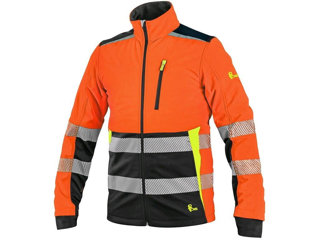 Bunda CXS BENSON, výstražná, softshell, oranžovo - černá, vel. XXL