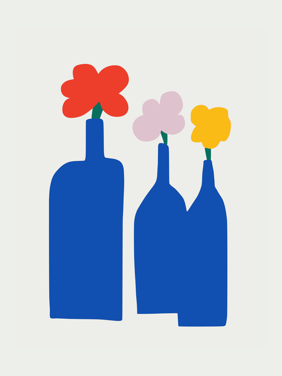 Little Dean Ilustrace Blue Bottle Vase, Little Dean, (30 x 40 cm)