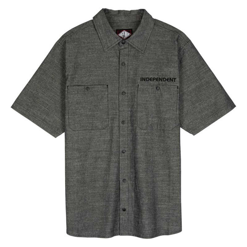 košile INDEPENDENT - Groundwork S/S Shirt Black Chambray (BLACK CHAMBRAY)