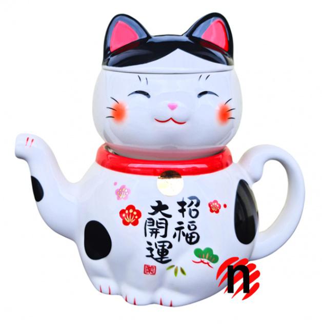 Japonská čajová konvička a šálek Maneki Neko