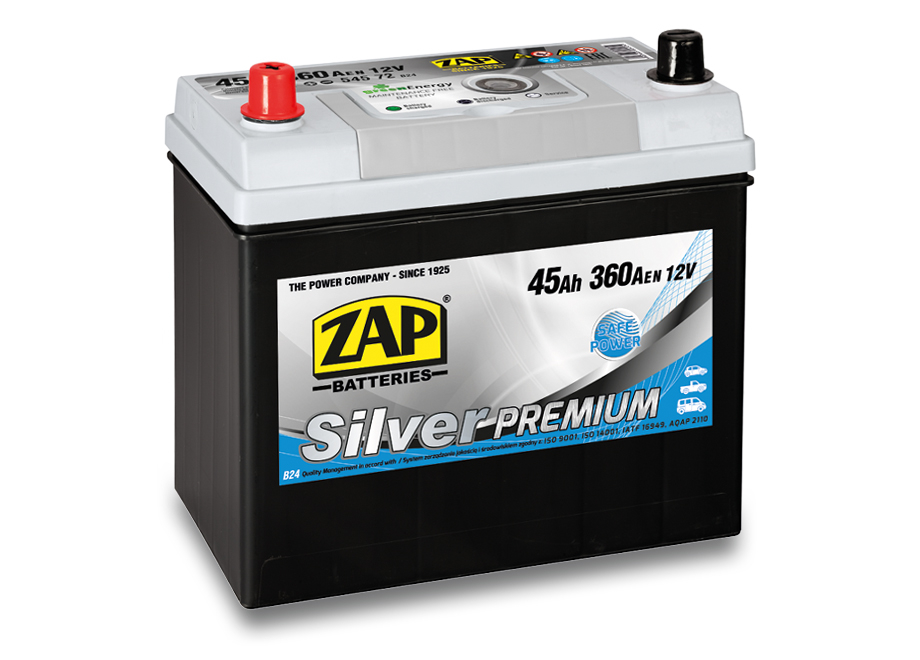 Startovací baterie ZAP Silver Premium 45Ah 12V 360A (238X128X220) L+