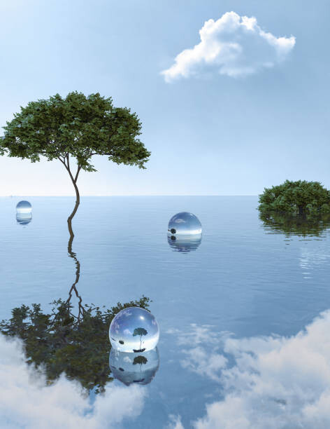 Tatiana Lavrova Ilustrace Unreal tree growing in water among, Tatiana Lavrova, (30 x 40 cm)