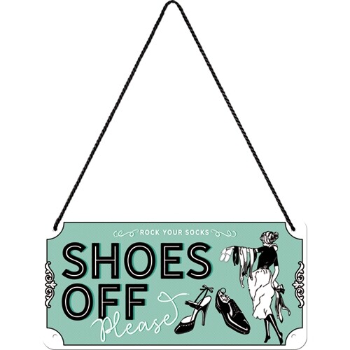 Postershop Plechová cedule Shoes Off, (20 x 10 cm)