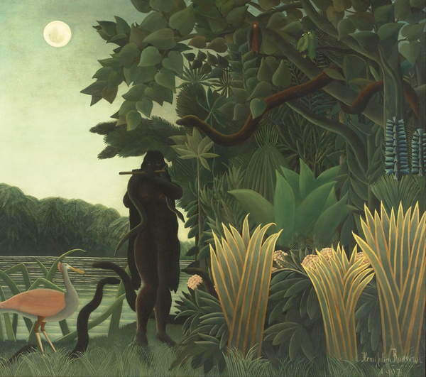 Rousseau, Henri J.F. (Le Douanier) Rousseau, Henri J.F. (Le Douanier) - Obrazová reprodukce The Snake Charmer, 1907 (La Charmeuse de serpents), (40 x 35 cm)