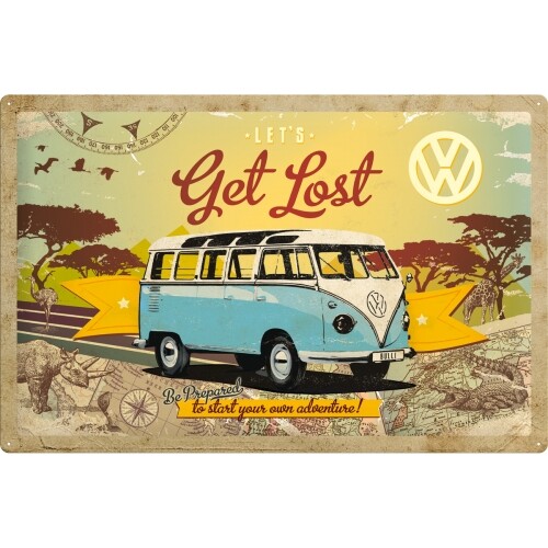 Postershop Plechová cedule Volkswagen VW - Let‘s Get Lost (60x40), (60 x 40 cm)