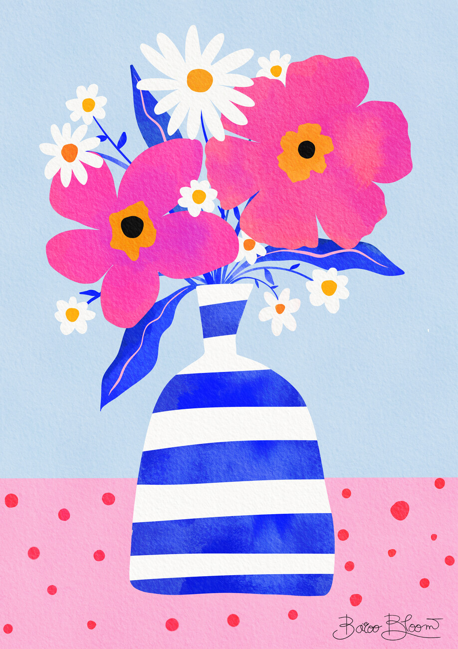 Baroo Bloom Ilustrace Maximalist Flower Vase, Baroo Bloom, (30 x 40 cm)