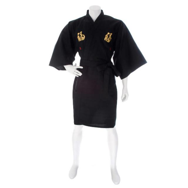 Japonské pánské kimono Black Dragon vyšívané krátké