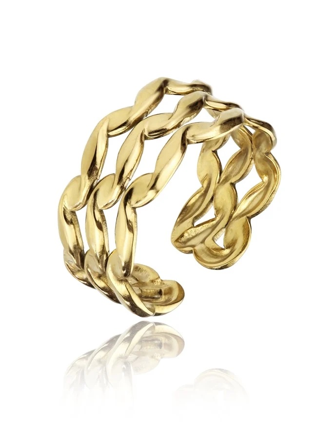 Marc Malone Otevřený pozlacený prsten Clara Gold Ring MCR23007G