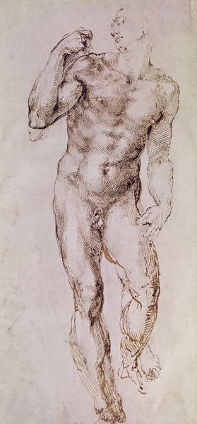 Michelangelo Buonarroti Michelangelo Buonarroti - Obrazová reprodukce Sketch of David with his Sling, 1503-4, (23.3 x 50 cm)